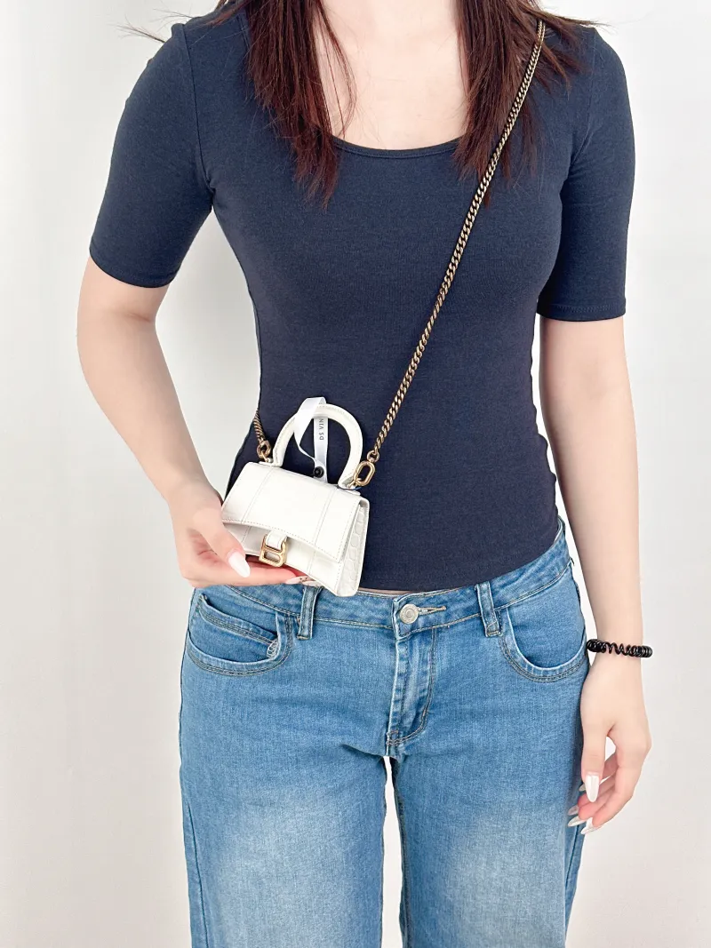 BALENCIAGA Crossbody Bag Hourglass Hourglass Bag White Calfskin Mini12 × 5.5 × 8 cm — on-model view 3 of 3