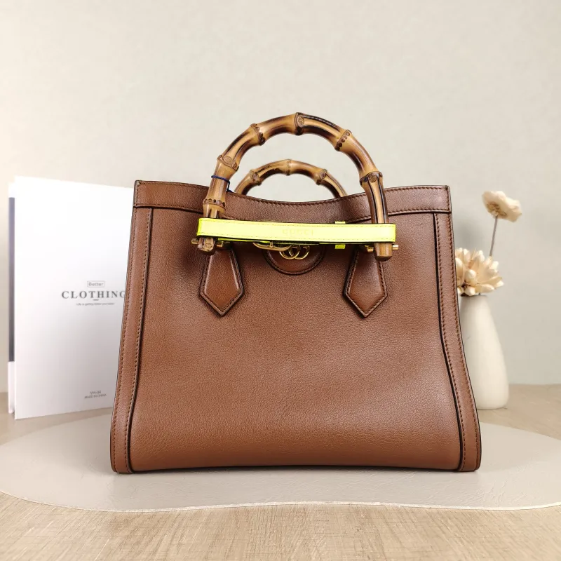 GUCCI Top Handle Bag Diana Top Handle Bag Caramel Calfskin Medium 27 × 10 × 24 cm