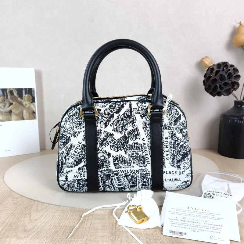 DIOR Top Handle Bag D-Vibe Bowling Bag Colorblock Canvas Small 25 × 9.5 × 16 cm — cover view 2 of 6
