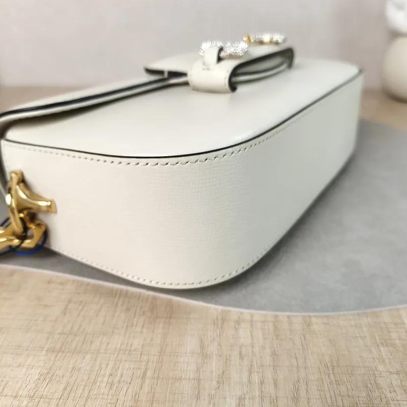 GUCCI Crossbody Bag Horsebit 1955 Horsebit Small White Calfskin Small 24 × 5.5 × 13 cm — detail view 8 of 13