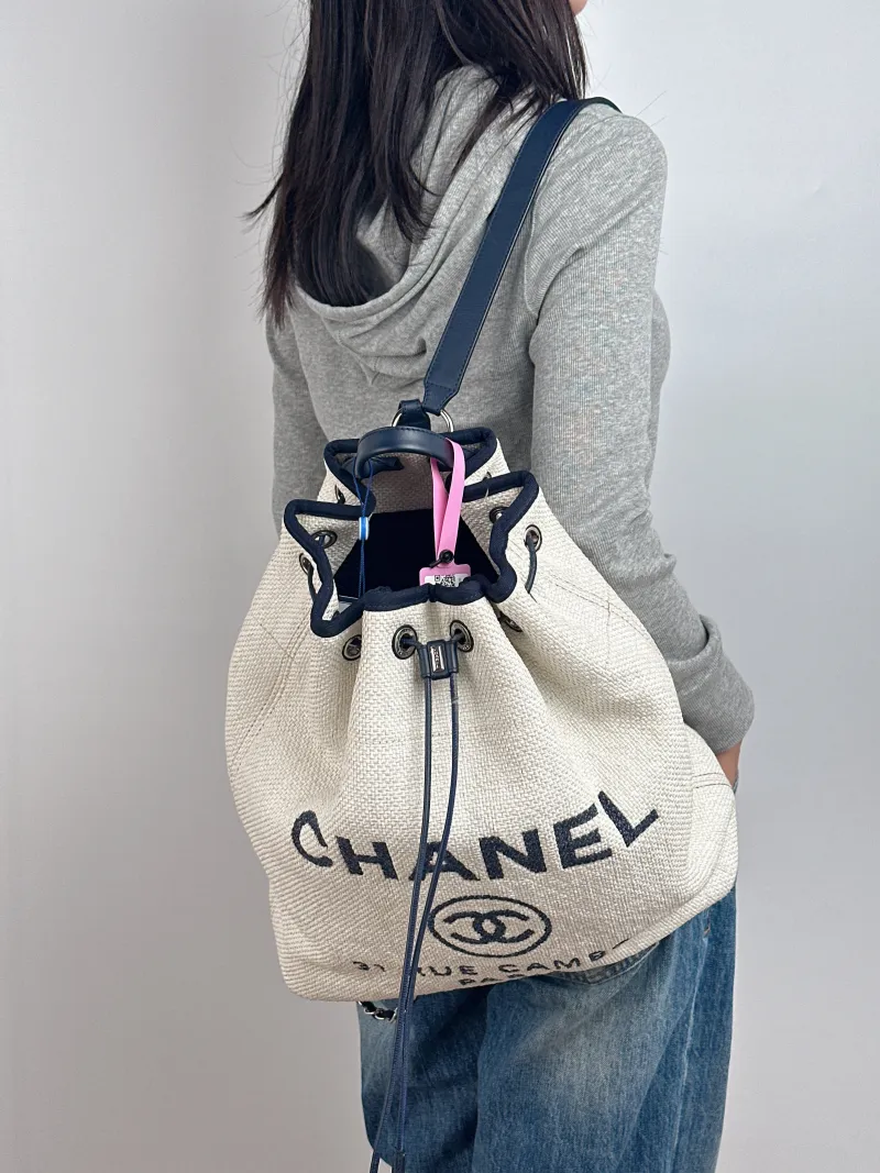 Chanel Backpack Backpack White Blue One Size 33 × 12 × 39 cm 23 — on-model view 2 of 2