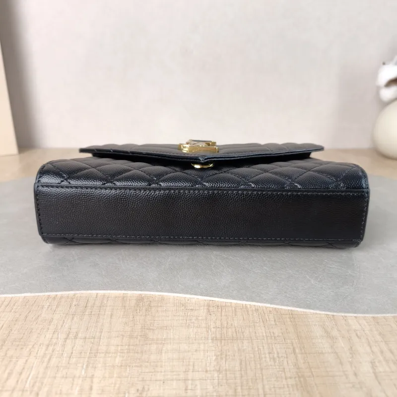 SAINT LAURENT Crossbody Bag ENVELOPE Black Grained Calfskin Small 21 × 6 × 13 cm Conditioned — cover view 4 of 6