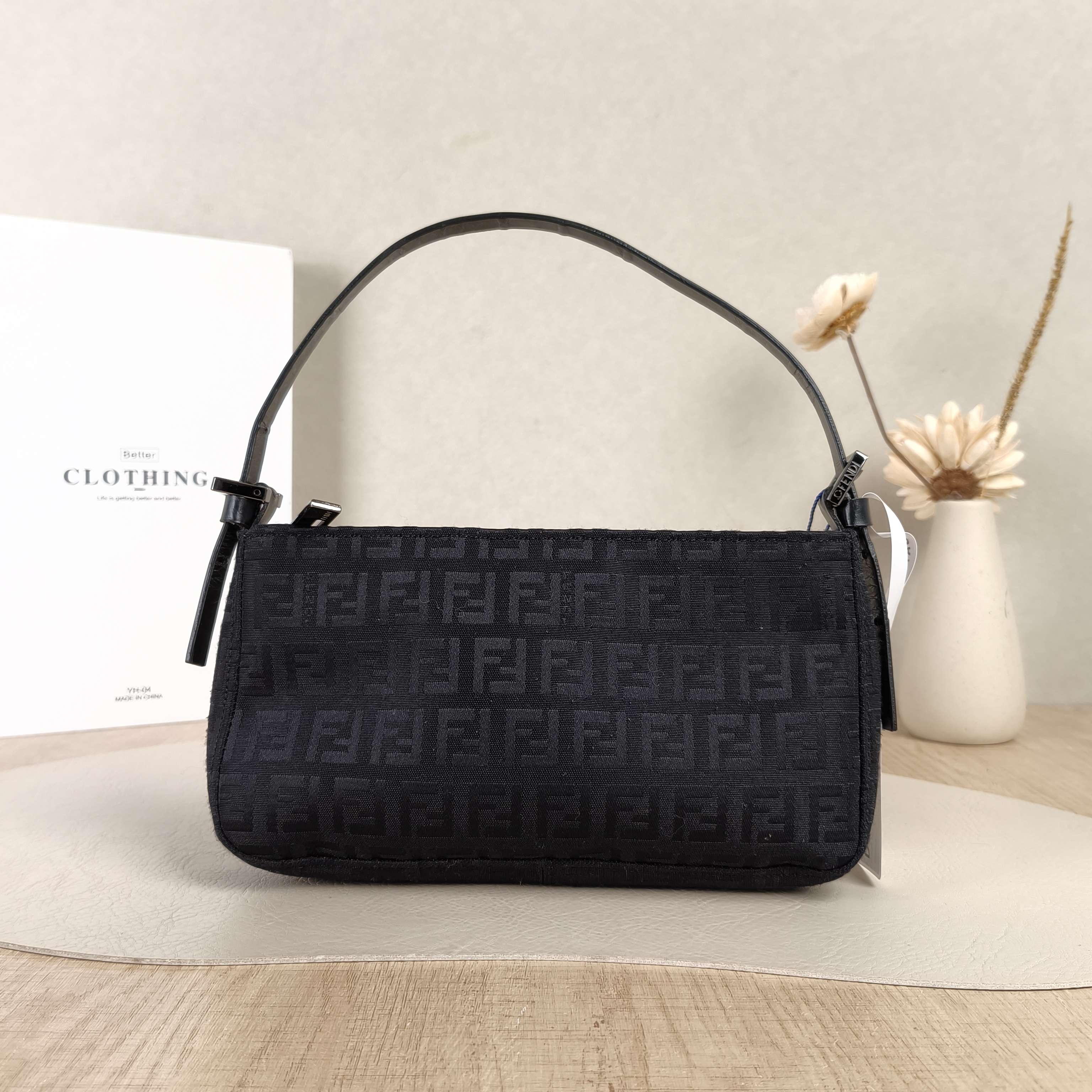 CELINE Shoulder Bag Black Canvas One Size21 × 4 × 11 cm