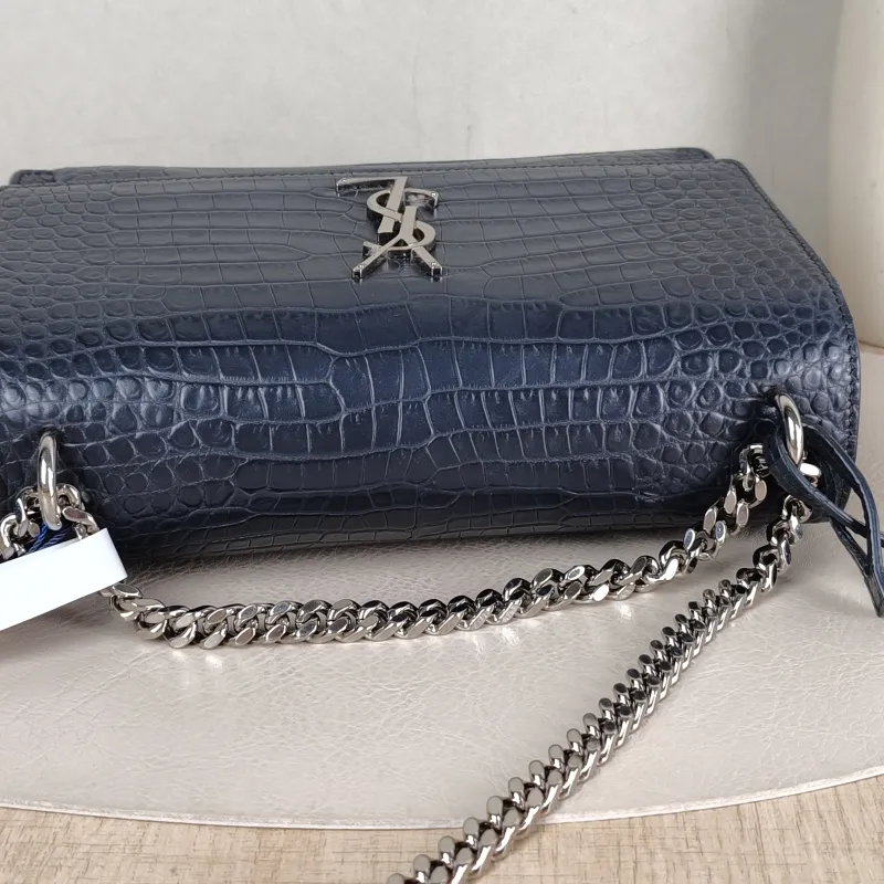 SAINT LAURENT Crossbody Bag SUNSET Grey Calfskin Medium 22 × 6.5 × 16 cm — detail view 3 of 13