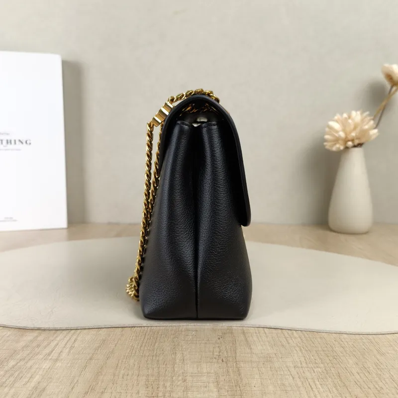 CELINE Crossbody Bag Victoire Chain Bag Black Calfskin Medium25 × 8 × 15 cm — detail view 9 of 14