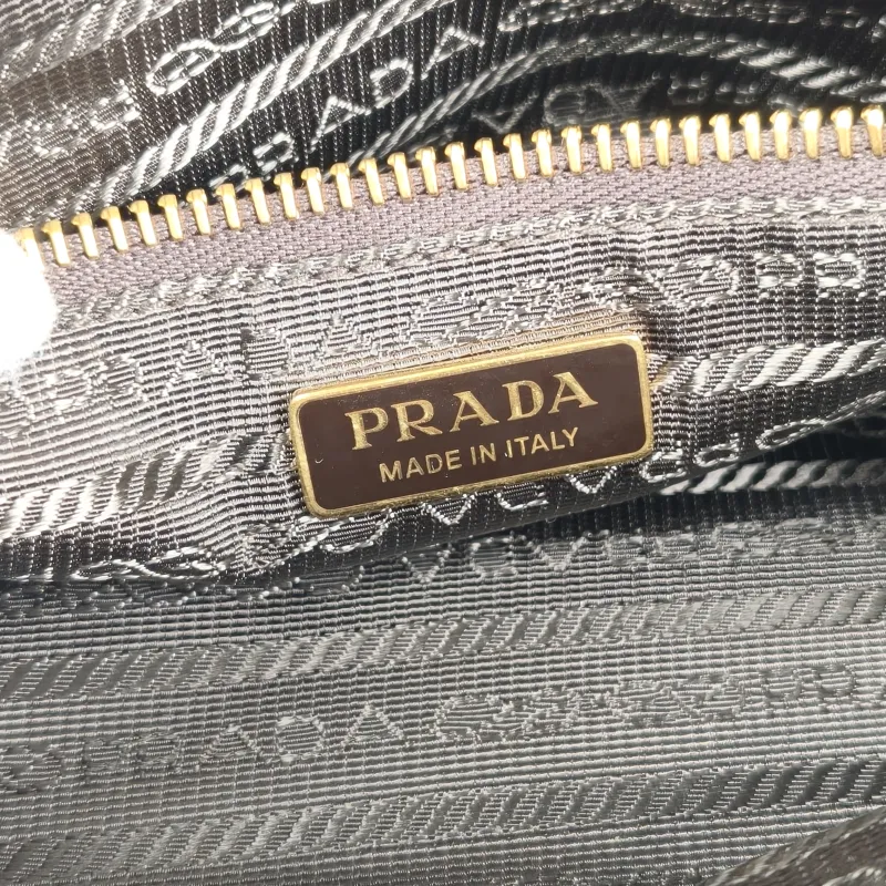 PRADA Top Handle Bag Bonnie Soft Lux Brown Waxed Leathermini23.5 × 9 × 12 cm — detail view 9 of 12