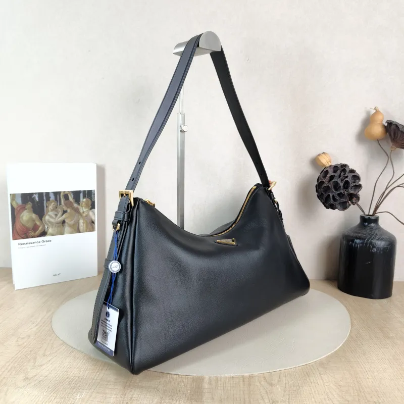 PRADA Shoulder Bag Aimée Black Calfskin One Size 38 × 11 × 22 cm — cover view 6 of 6