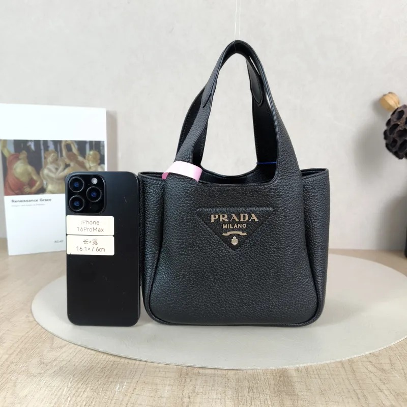 PRADA Shoulder Bag Black Calfskin Mini 18 × 9 × 16 cm — cover view 2 of 6