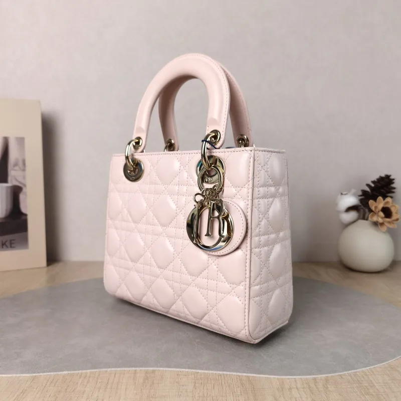 DIOR Top Handle Bag Pink Lambskin Small 20 × 8 × 18 cm — cover view 3 of 6