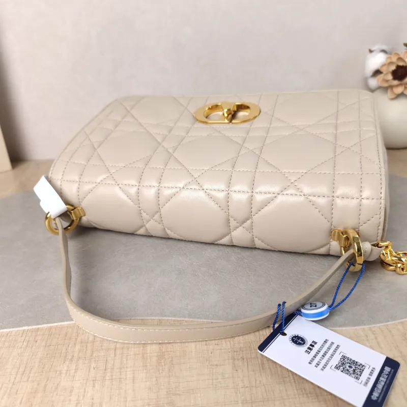 DIOR Crossbody Bag Caro Chain Bag Taupe Lambskin Medium 25.5 × 9 × 15.5 cm — detail view 6 of 13
