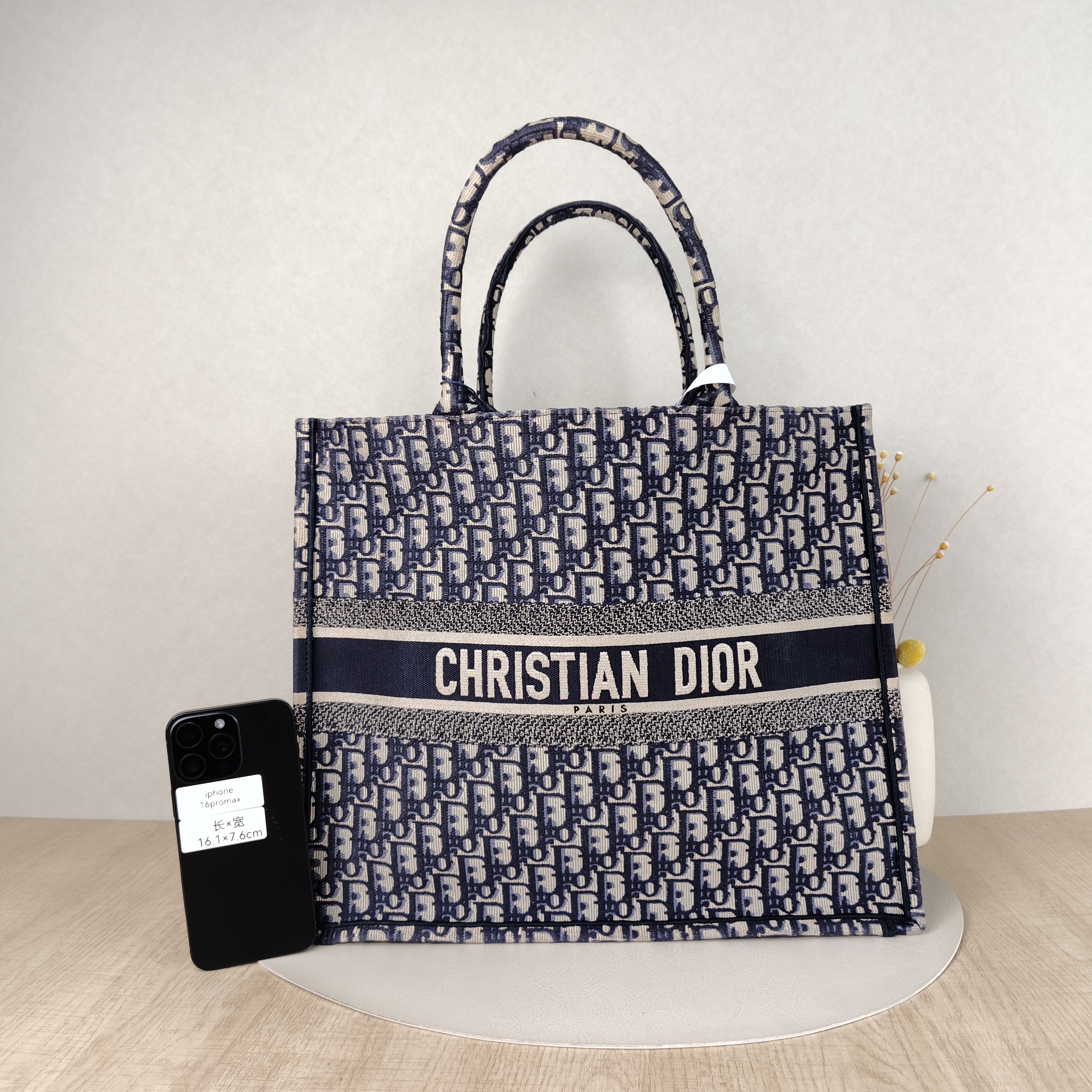 DIOR Top Handle Bag Book Tote Blue Canvas Large42 × 18.5 × 35 cm — cover view 4 of 5
