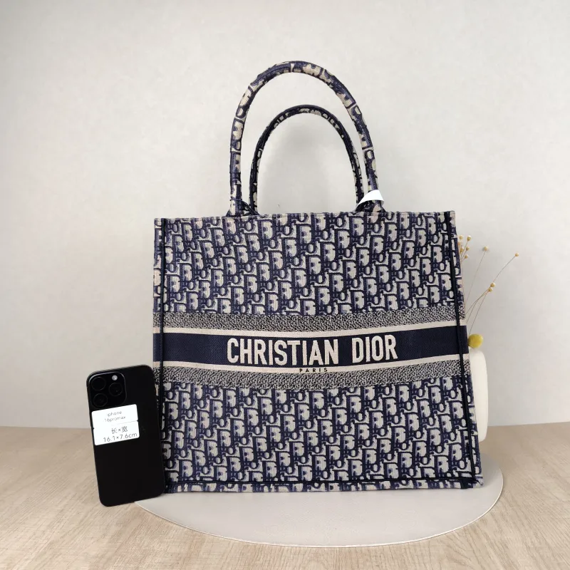 DIOR Top Handle Bag Book Tote Blue Canvas Large42 × 18.5 × 35 cm — cover view 4 of 5