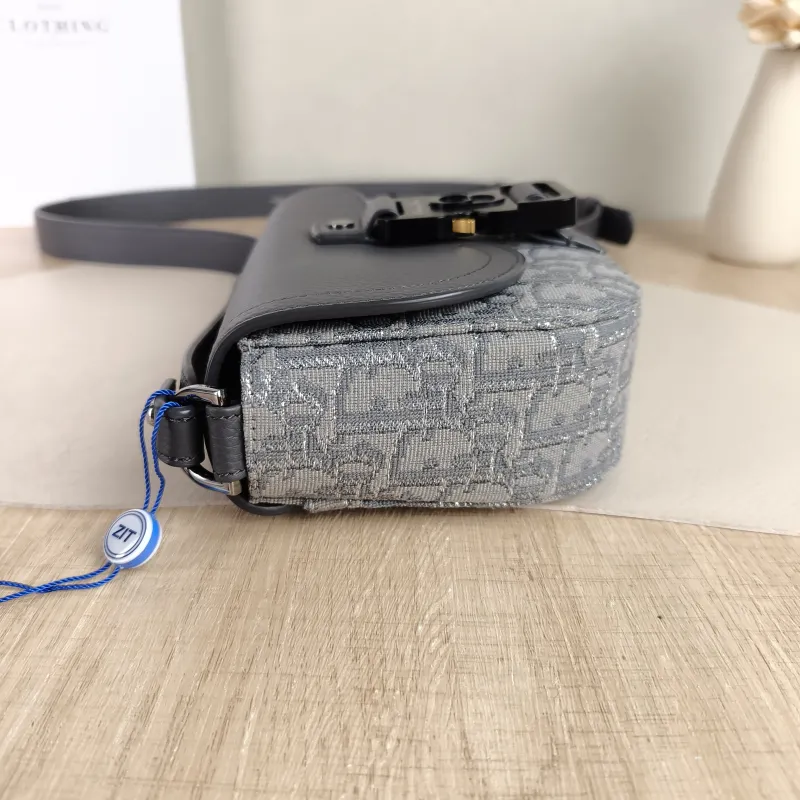 DIOR Crossbody Bag Grey Canvas Mini 20 × 5.5 × 13.5 cm — detail view 5 of 11