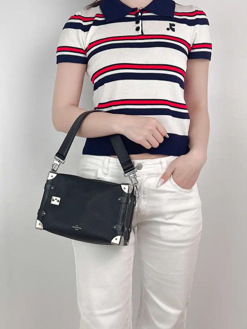 Louis Vuitton Crossbody Bag Side Trunk Box Black Calfskin Medium 23.5 × 8.5 × 16 cm — on-model view 2 of 2