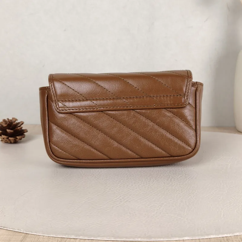 GUCCI Crossbody Bag GG Marmont Mini Marmont Mini Caramel Calfskin Mini 16.5 × 4.5 × 9.5 cm — cover view 3 of 5