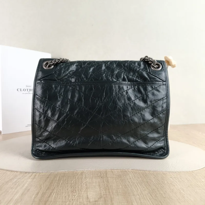 SAINT LAURENT Crossbody Bag Niki D Green Waxed Leather Medium 28 × 8.5 × 20 cm — cover view 5 of 5