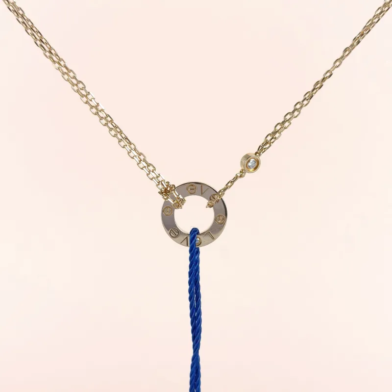 CARTIER Necklace LOVE Collection Pendant 2 Diamond Gold 18K Diamond Small Edition 41cm