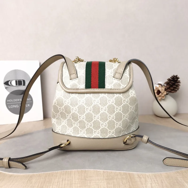 GUCCI Backpack ophidia g Backpack White Monogram PVC Mini 20.5 × 12 × 20 cm — cover view 5 of 6