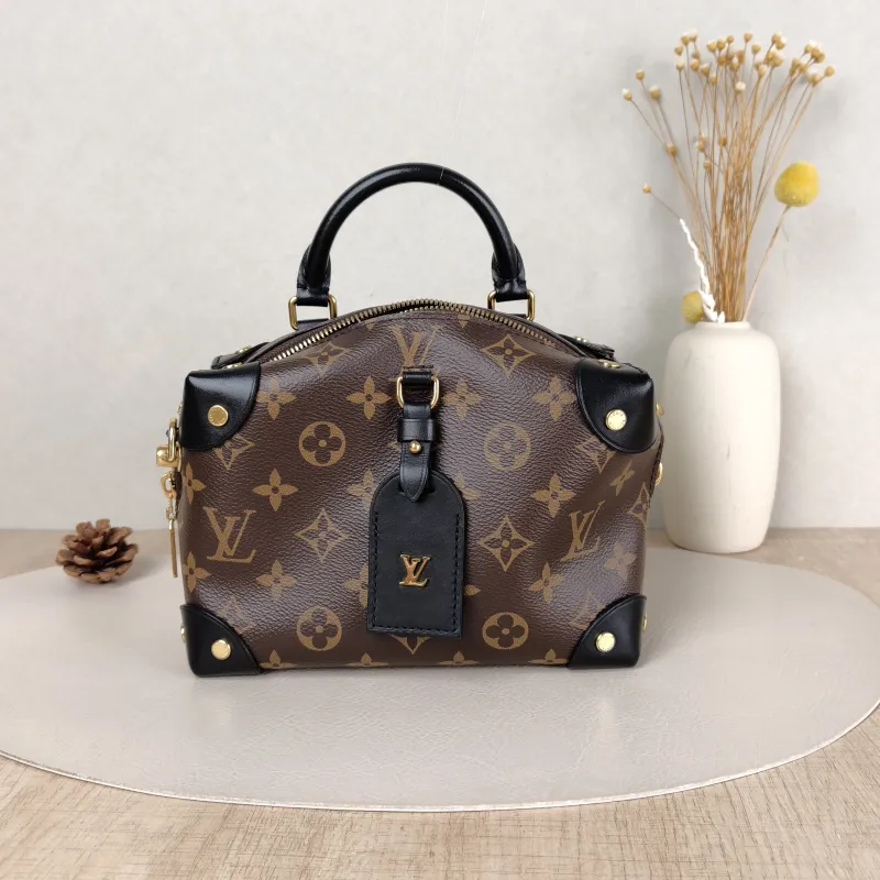 Louis Vuitton Crossbody Bag Petite Malle Souple Box Black PVC One Size20 × 7.5 × 14 cm