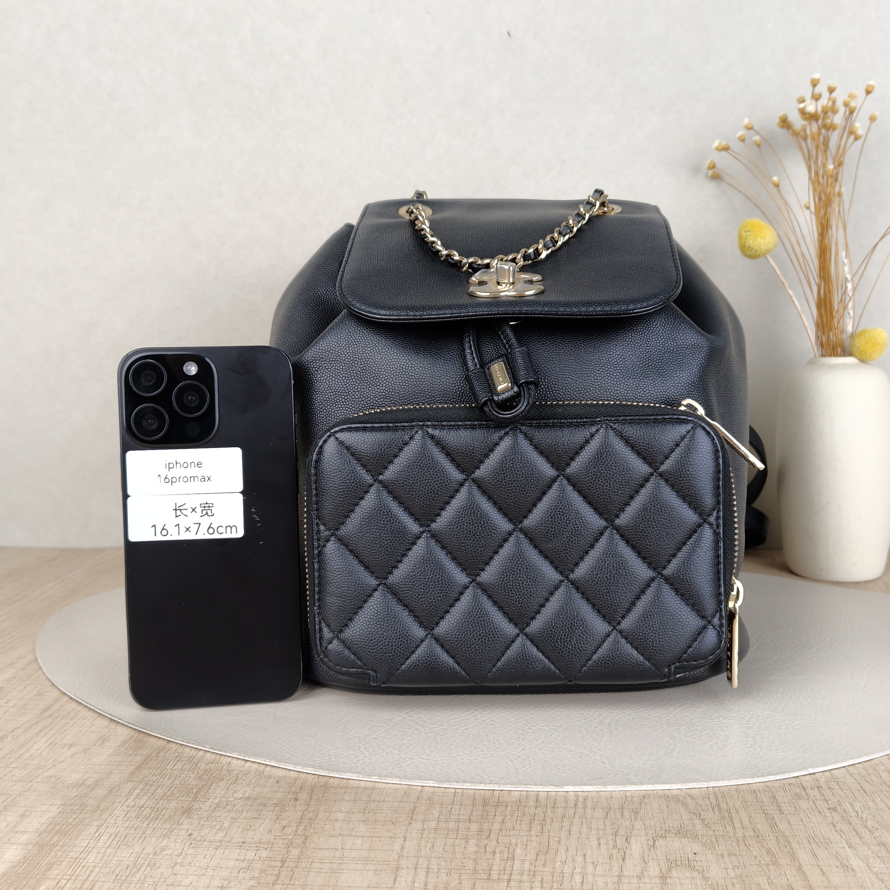 Chanel Backpack Backpack Black Calfskin One Size24 × 14 × 25 cm — cover view 4 of 5
