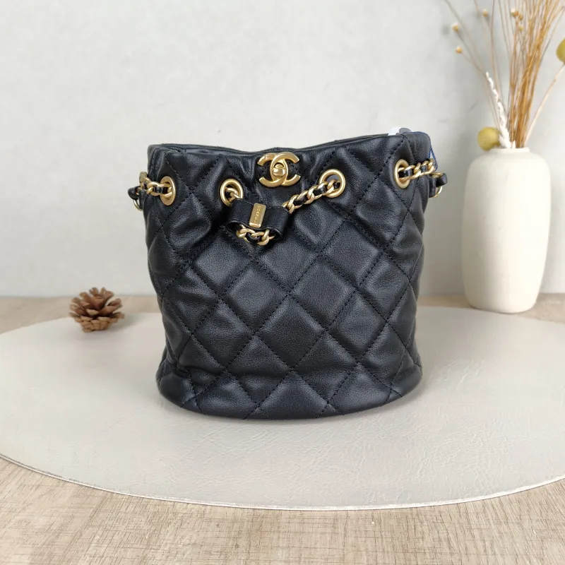 Chanel Backpack Backpack Black Lambskin One Size17 × 12 × 16 cm