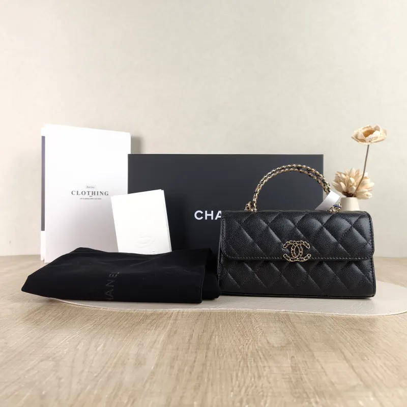 Chanel Crossbody Bag kelly Black Grained Calfskin One Size 18 × 4.5 × 10 cm — cover view 2 of 6