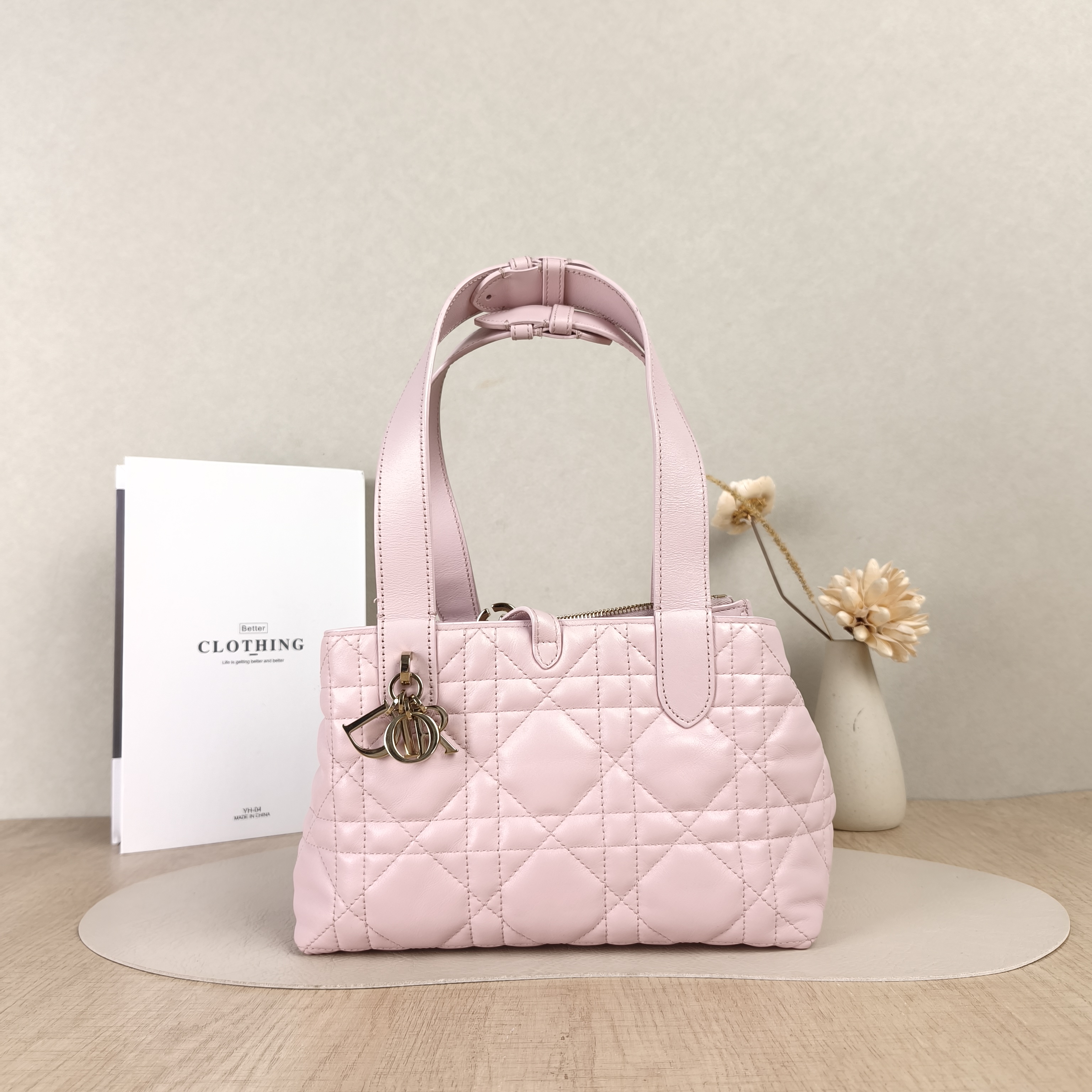 DIOR Top Handle Bag TOUJOURS Pink Calfskin Small23 × 12 × 15.5 cm