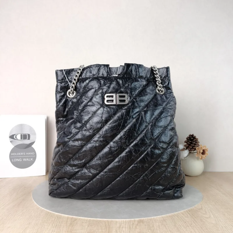 BALENCIAGA Crossbody Bag Crush Black Waxed Leather Large35 × 14 × 37 cm — cover view 1 of 5