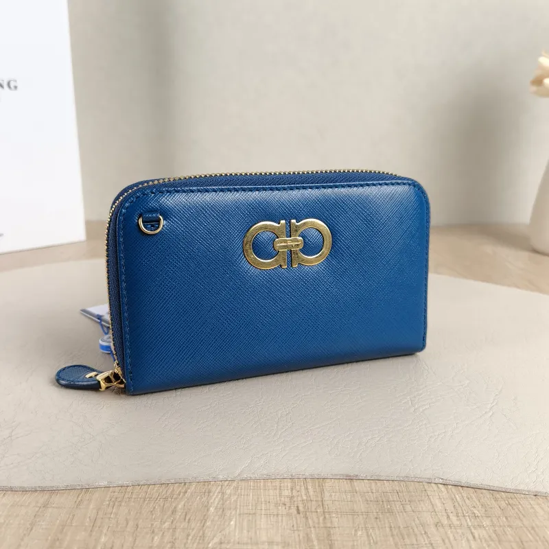 FERRAGAMO Wallet Wallet Blue Calfskin One Size15 × 2 × 9 cm — cover view 2 of 4