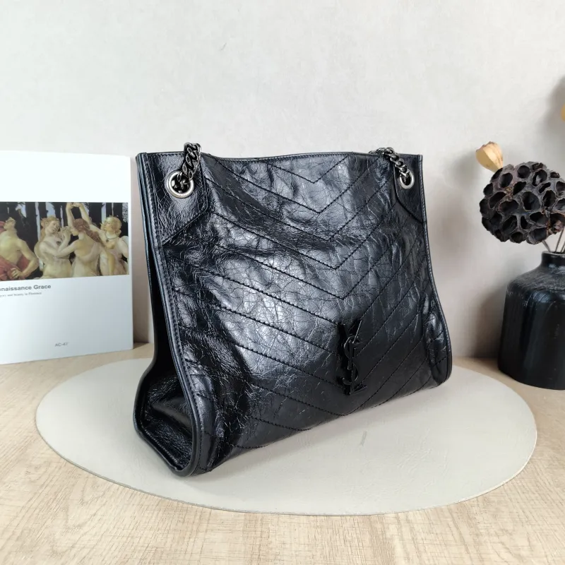 SAINT LAURENT Shoulder Bag NIKI SHOPPING Shopping Tote Black Calfskin Medium33 × 11.5 × 27 cm — cover view 3 of 6