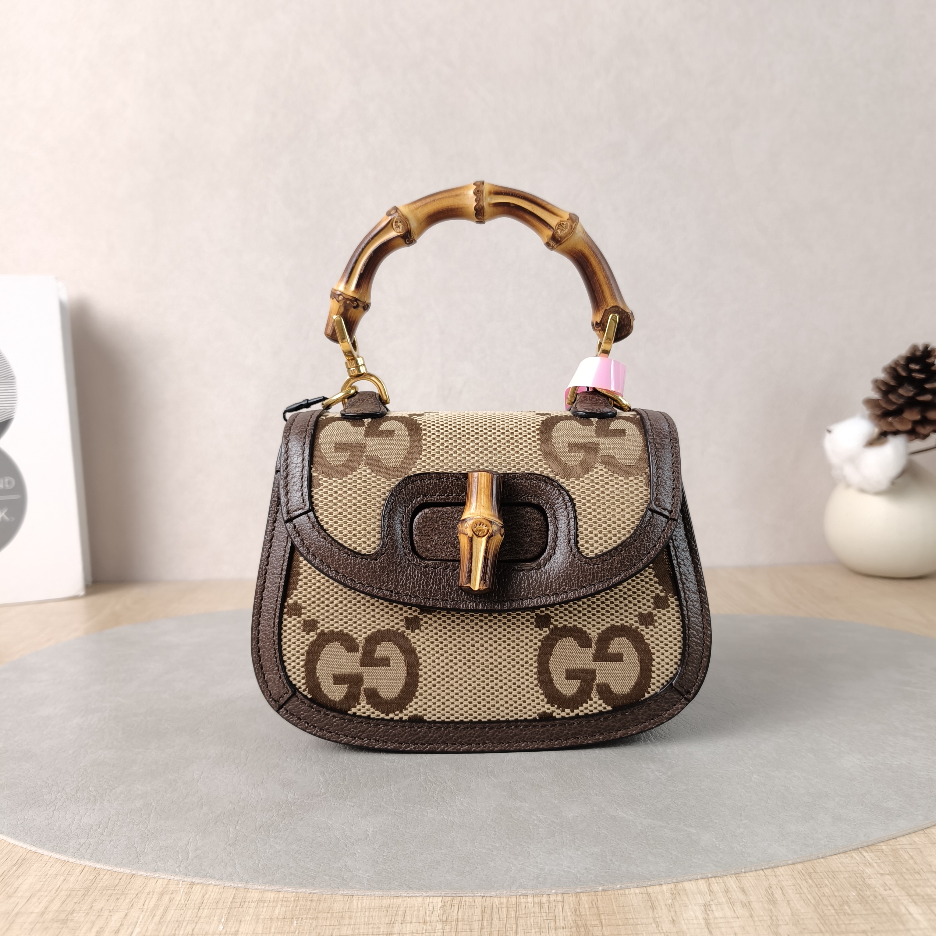GUCCI Crossbody Bagbamboo 1947 jumbo Crossbody Bag Monogram Canvas mini17 × 7.5 × 12 cm