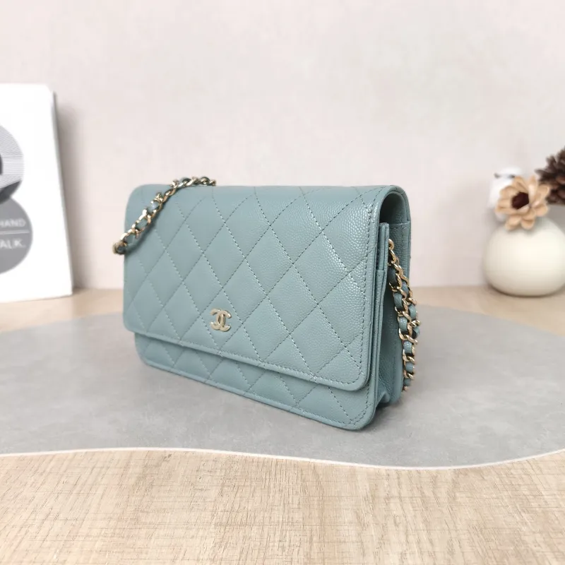 Chanel Crossbody Bag Classic Flap WOC CF WOCWOC Bag Green Grained Calfskin 19.2 × 3.5 × 12.3 cm — cover view 5 of 5