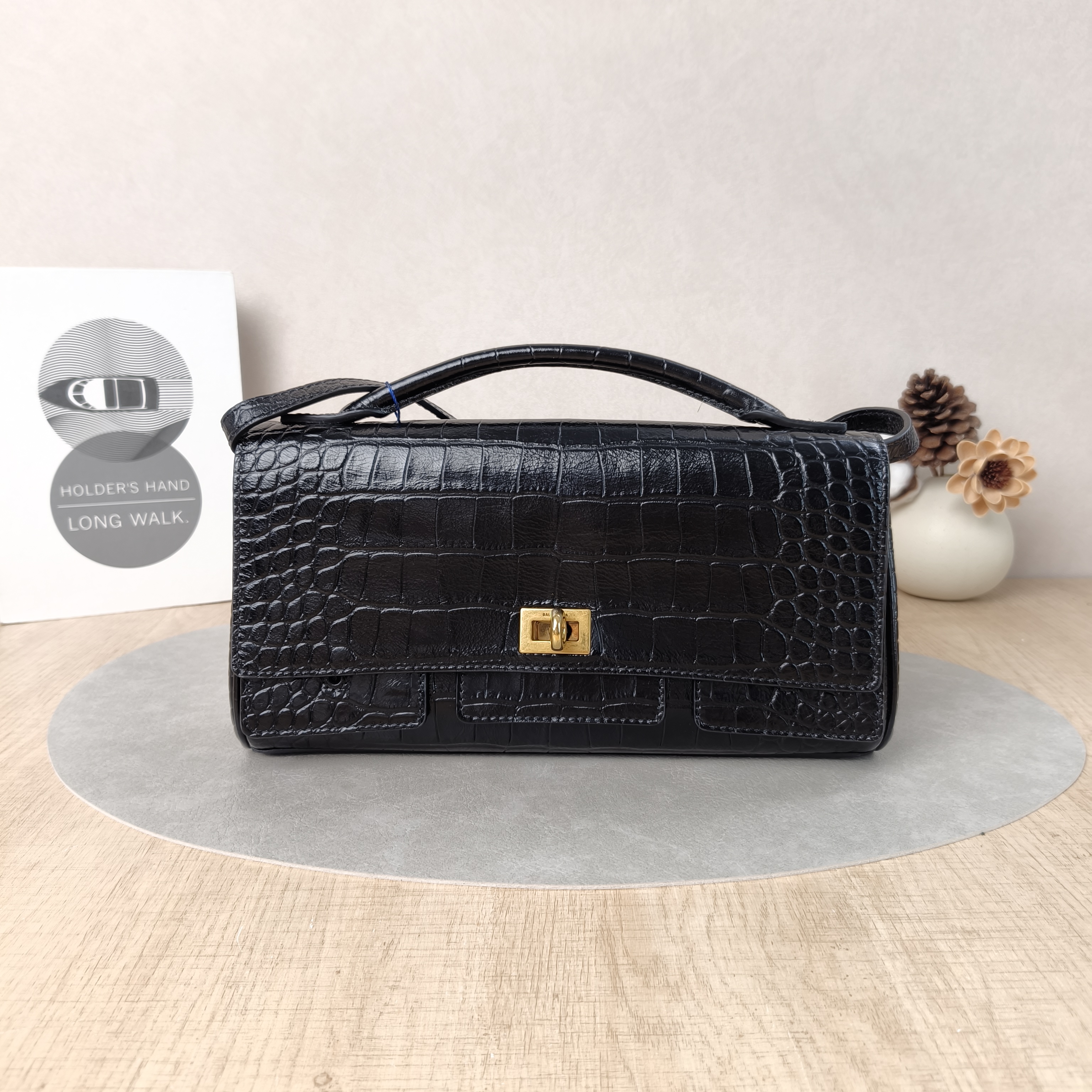 BALENCIAGA Crossbody Bagbel air Top Handle Crossbody Bag Black Calfskin One Size27 × 5 × 14 cm