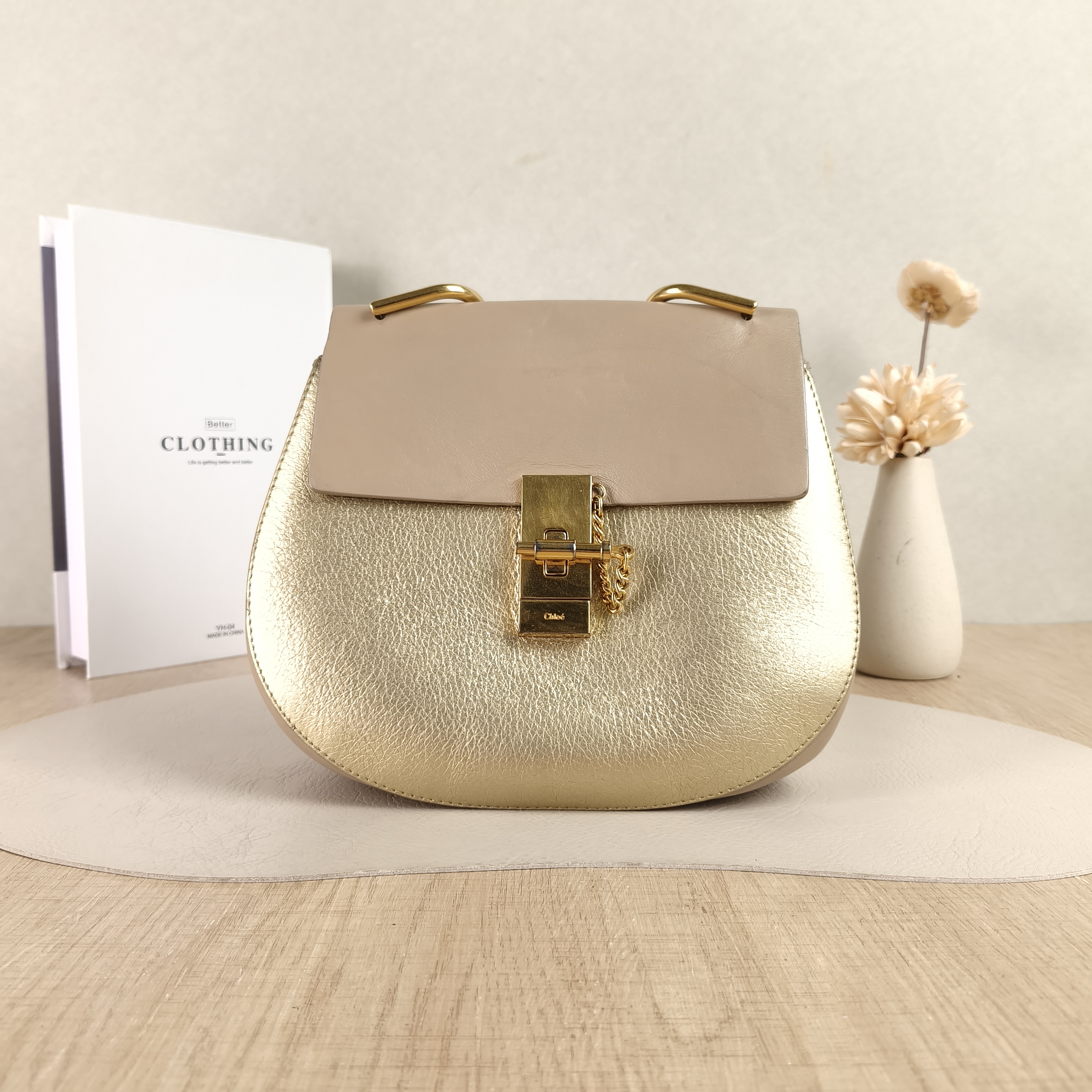 Chloé Crossbody Bag Crossbody Bag Gold Calfskin One Size23 × 7 × 21 cm