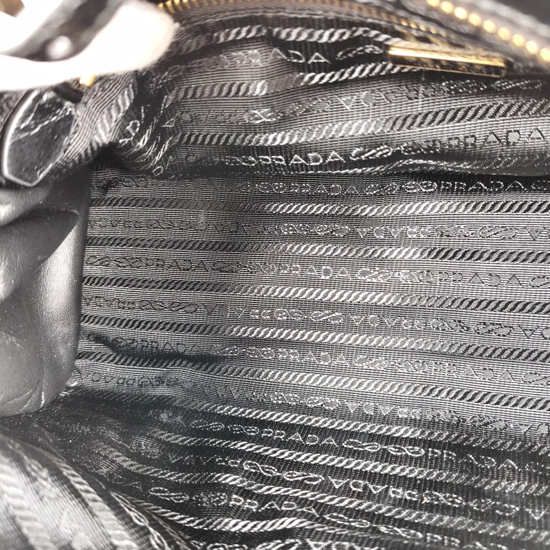 PRADA Shoulder Bag Bonnie Soft Lux Black Waxed Leather Medium32 × 12 × 15.5 cm — detail view 5 of 12