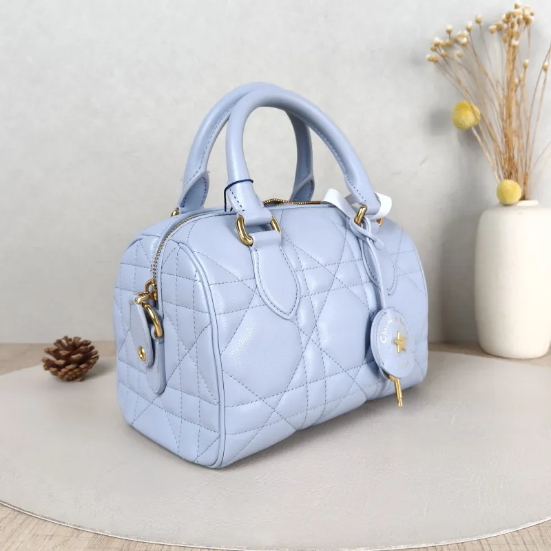 DIOR Shoulder Bag Groove 20 Top Handle Bag Blue Calfskin Small 20.5 × 12 × 13.5 cm — cover view 3 of 5