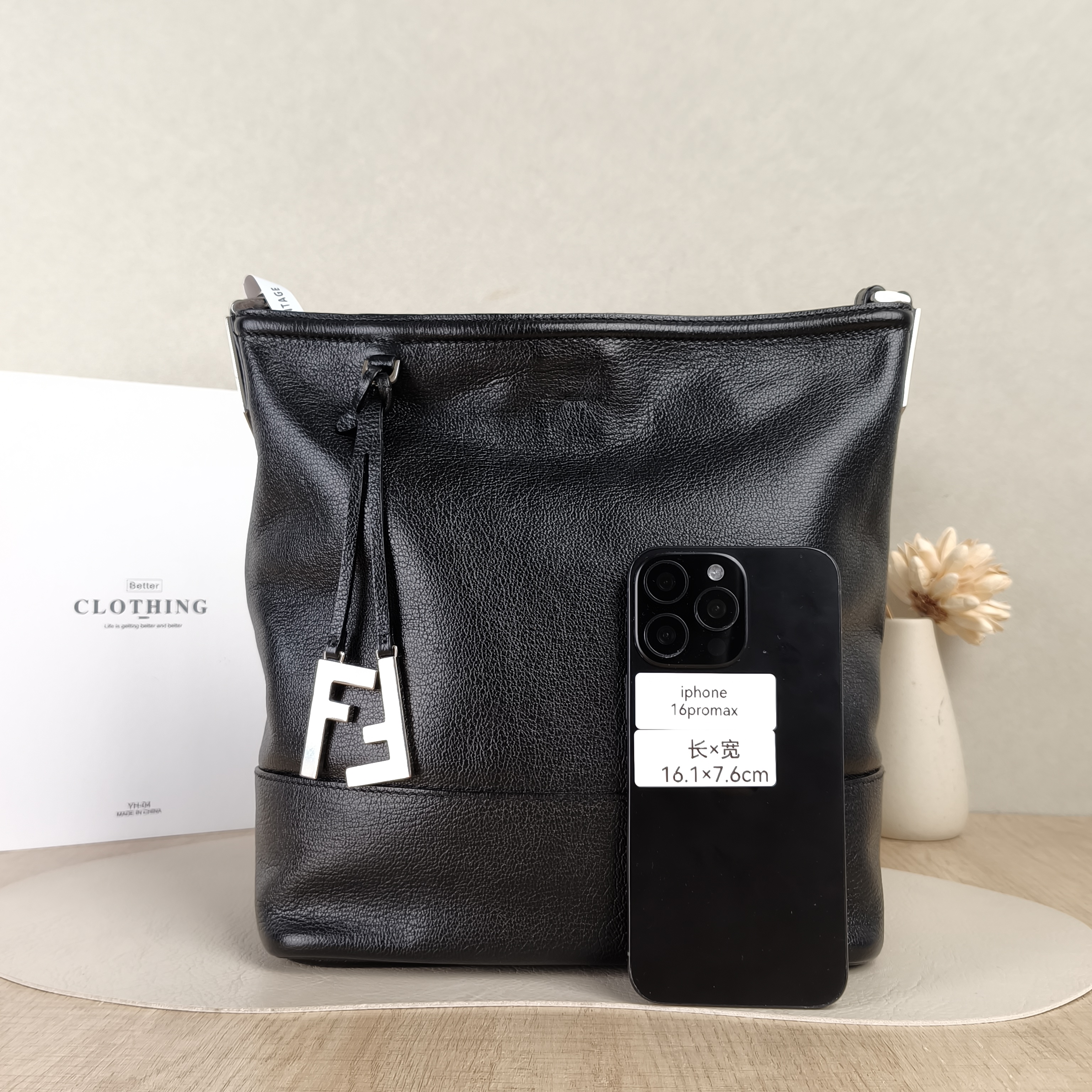 FENDI Crossbody Bag Crossbody Bag Black Calfskin One Size23 × 11.5 × 26 cm — cover view 4 of 5