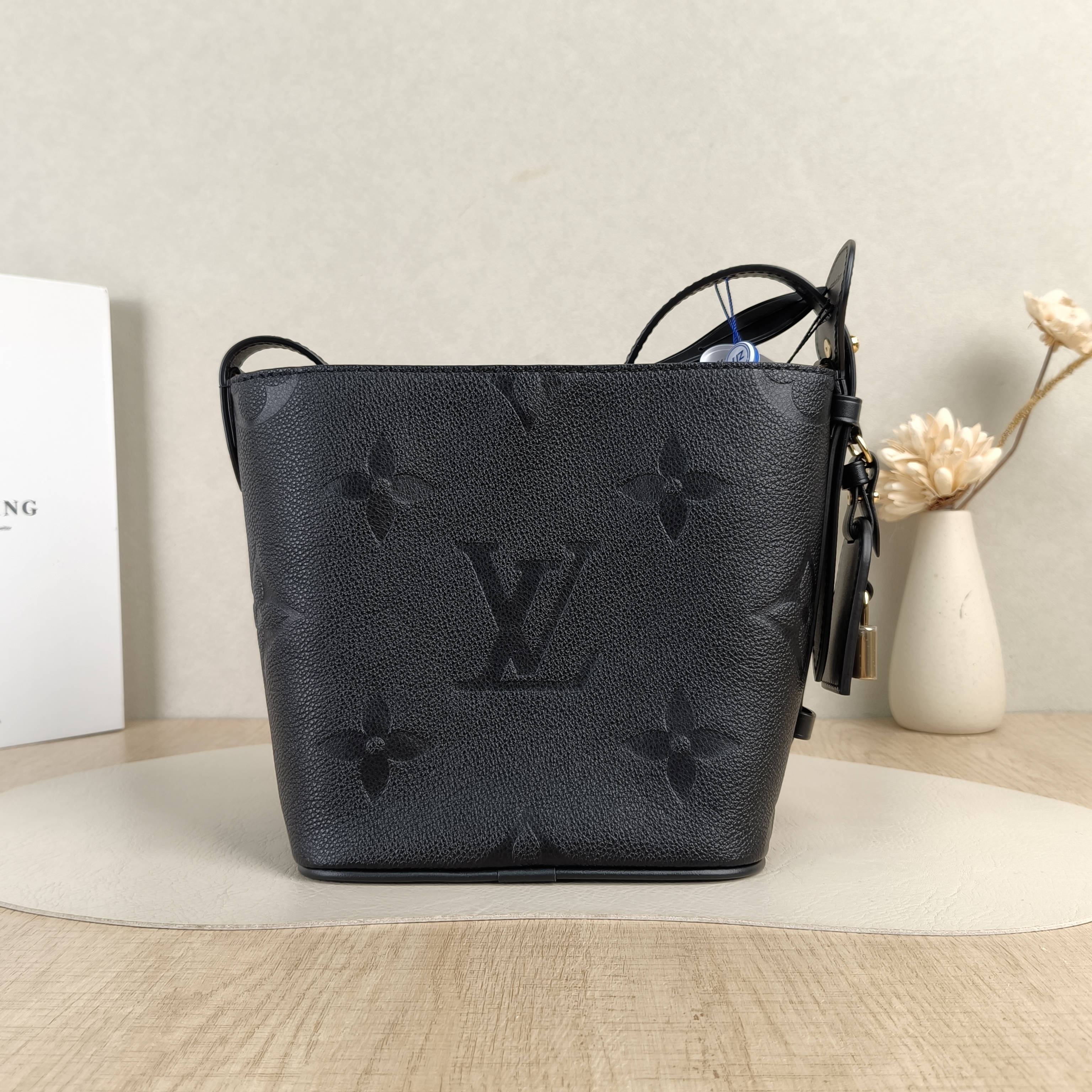 Louis Vuitton Top Handle Bag ALL IN BB Black Empreinte Embossed Calfskin BB18 × 12 × 16 cm