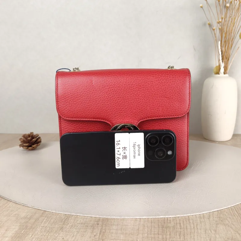 GUCCI Crossbody Bag g Collection Red Calfskin Small 20 × 9 × 16 cm — cover view 3 of 5