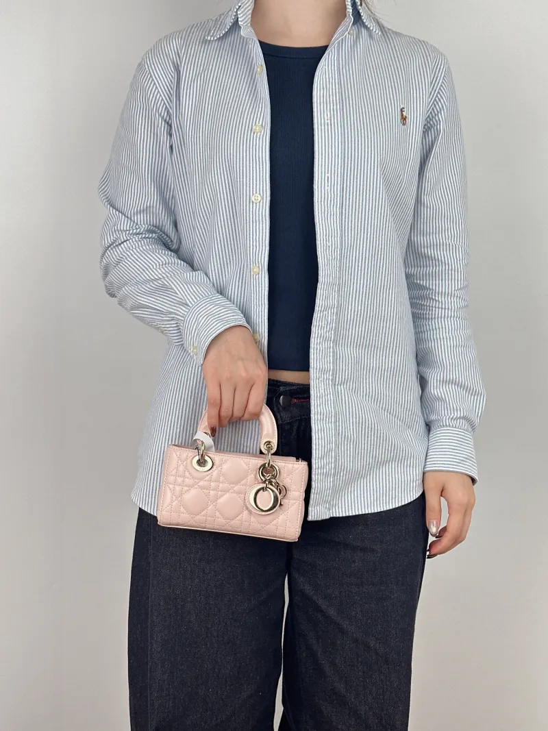 DIOR Crossbody Bag Lady D-Joy Pink Lambskin Mini 16 × 5 × 9 cm — on-model view 3 of 3