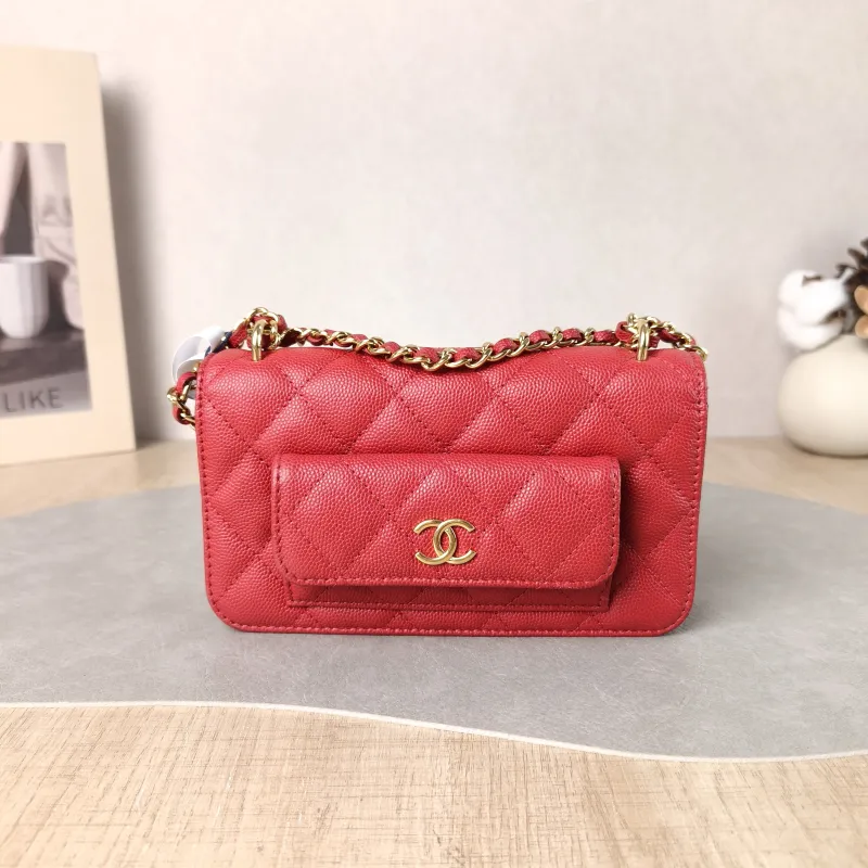 Chanel Crossbody Bag CF woc Crossbody Bag Red Grained Calfskin One Size 17 × 3 × 10 cm