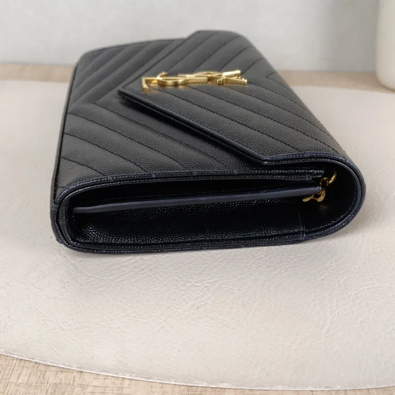 SAINT LAURENT Crossbody Bag CASSANDRE ENVELOPE Black Calfskin One Size 22.5 × 4 × 14 cm — detail view 2 of 13