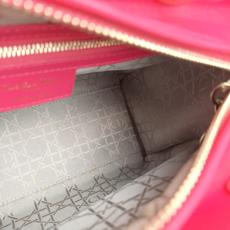 DIOR Top Handle Bag Lady Lady Dior Bag Red Lambskin Medium 24 × 12 × 21 cm — detail view 7 of 10