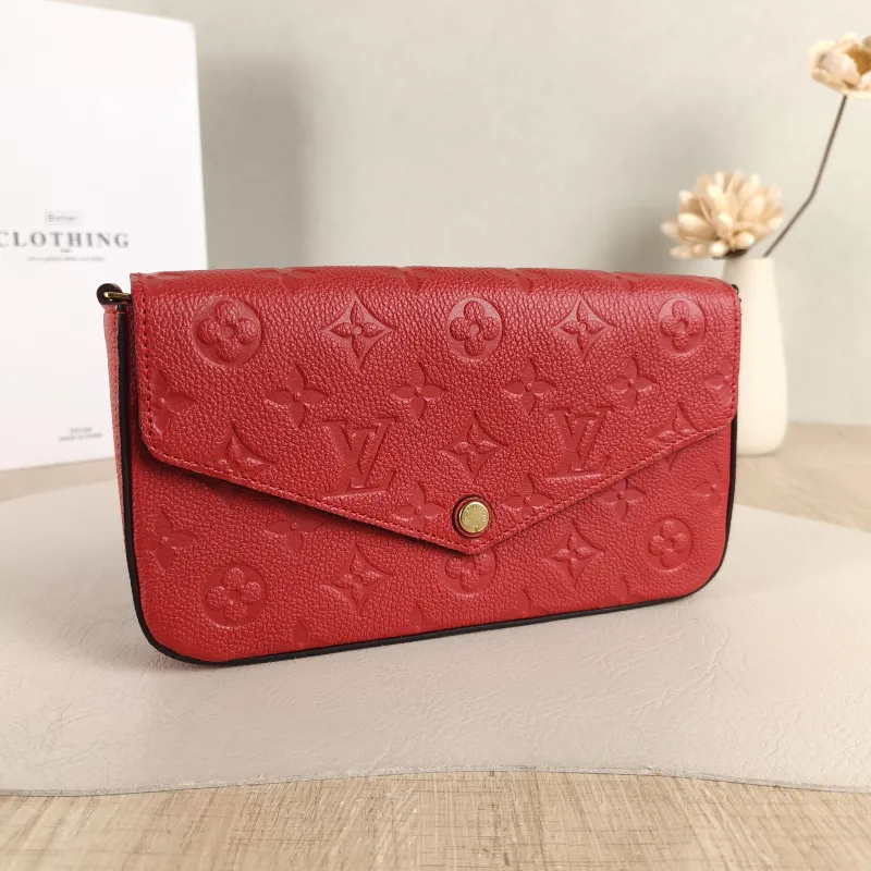 Louis Vuitton Crossbody Bag Pochette Félicie Red Calfskin Small 21 × 3 × 12 cm — cover view 5 of 5