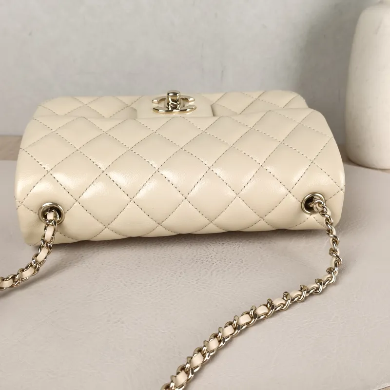 Chanel Crossbody Bag Classic Flap Large Mini CF Mini Beige Lambskin mini 20 × 6 × 12 cm — detail view 14 of 16