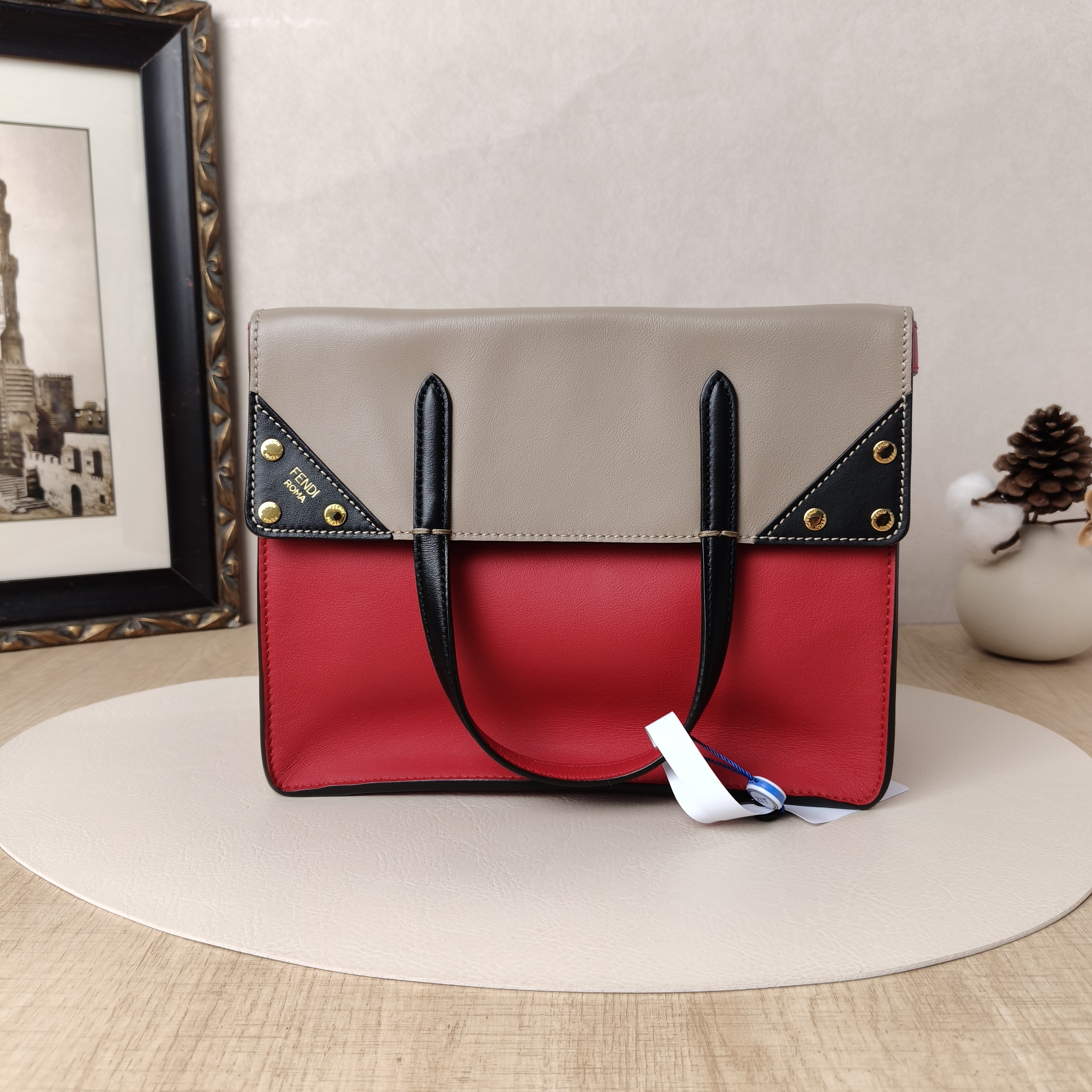 FENDI Crossbody Bag Crossbody Bag Colorblock Calfskin 25 × 12 × 19.5 cm