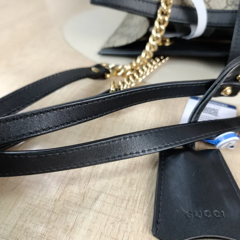 GUCCI Shoulder Bag Padlock Tote Black Monogram PVC 35 × 14 × 23.5 cm — detail view 9 of 10