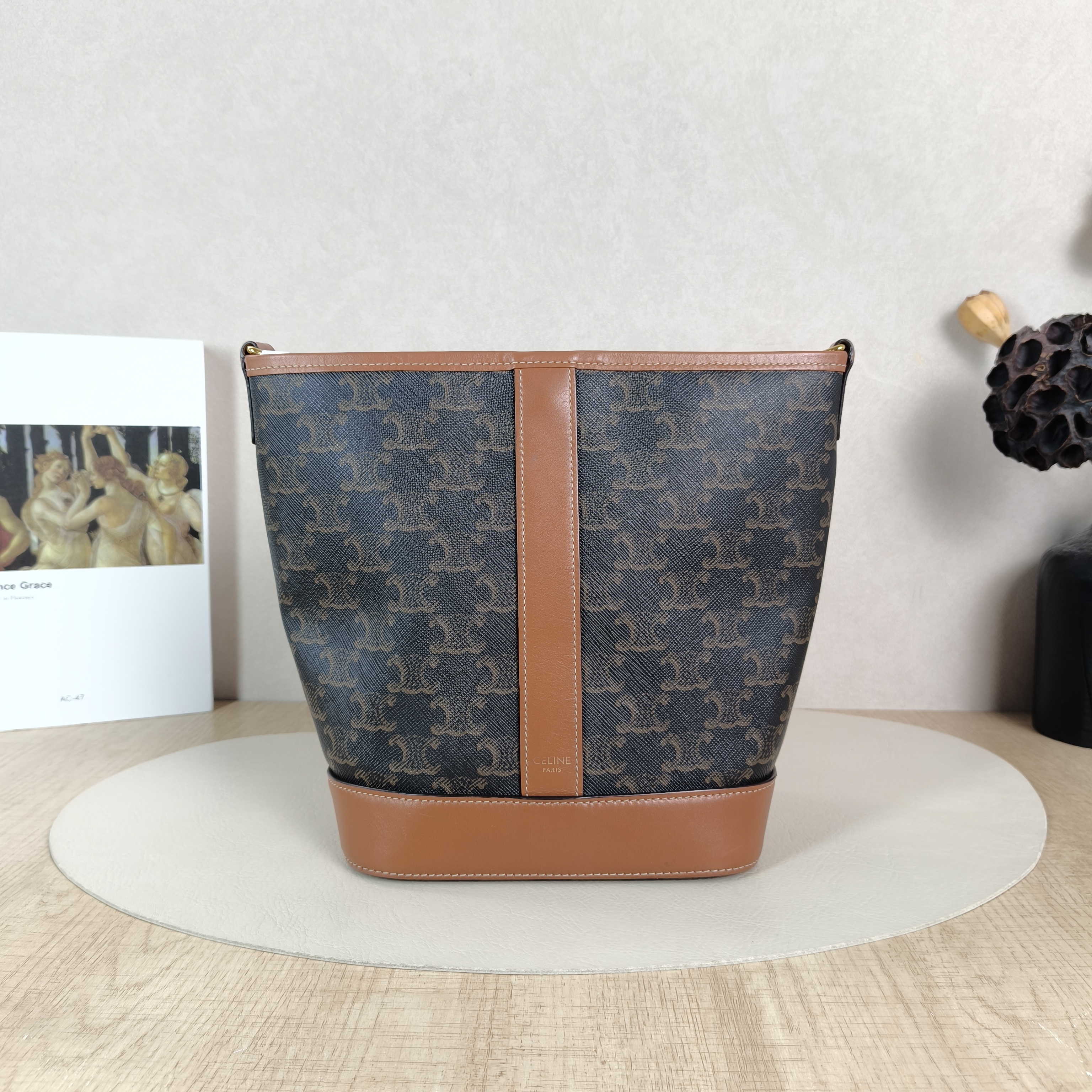 CELINE Crossbody Bag Triomphe Bucket Bag Monogram PVC Small22 × 13 × 26 cm