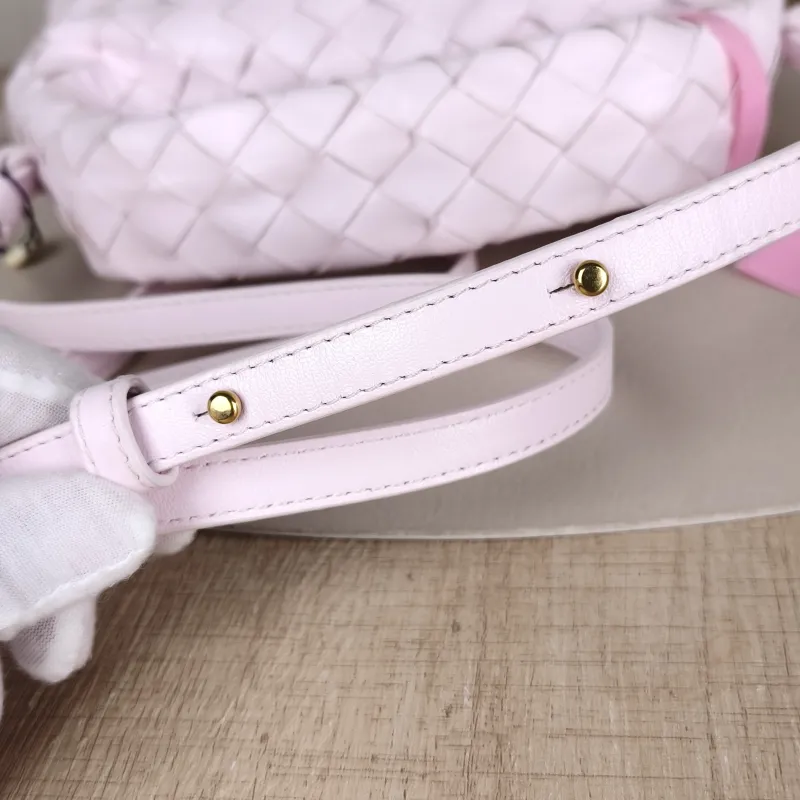 Bottega Veneta Top Handle Bag Hop Woven Top Handle Crossbody Bag Pink Calfskin One Size 24*24 — detail view 3 of 8