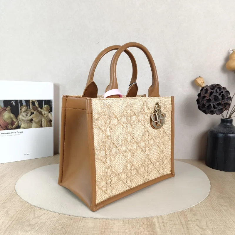 DIOR Top Handle Bag Book Tote Shoulder Strap Edition Brown Woven Small26.5 × 14 × 22 cm — cover view 2 of 5